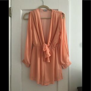 Peach Tobi romper with open sleeves